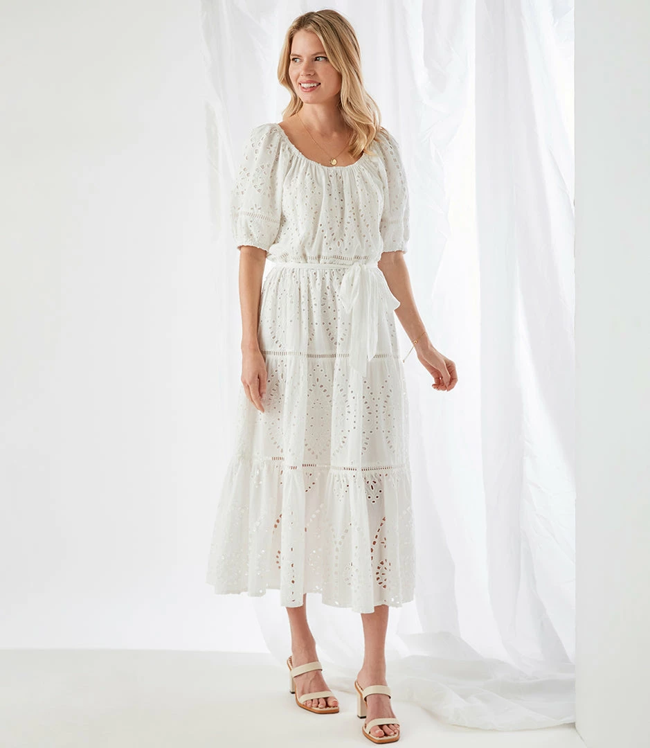 Karen Kane Tiered Eyelet Dress Clothing
