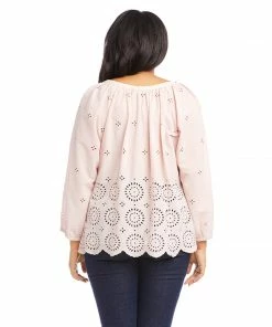 Karen Kane Plus Size Eyelet Border Peasant Top