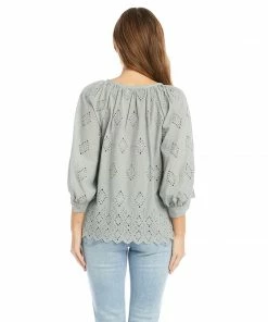 Karen Kane Petite Size Eyelet Peasant Top