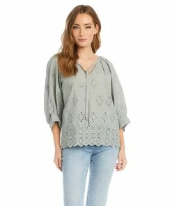 Karen Kane Eyelet Peasant Top
