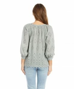 Karen Kane Eyelet Peasant Top