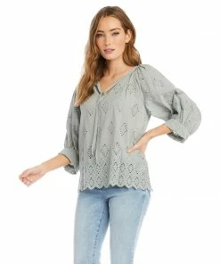 Karen Kane Eyelet Peasant Top