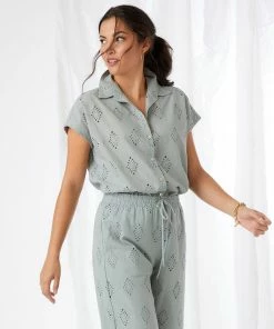 Karen Kane Extended Sleeve Eyelet Top