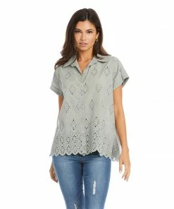 Karen Kane Extended Sleeve Eyelet Top