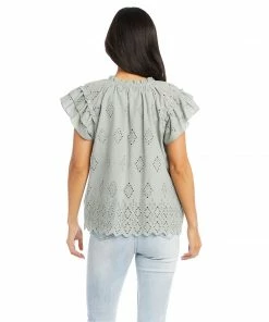 Karen Kane Flutter Sleeve Ruffle Top