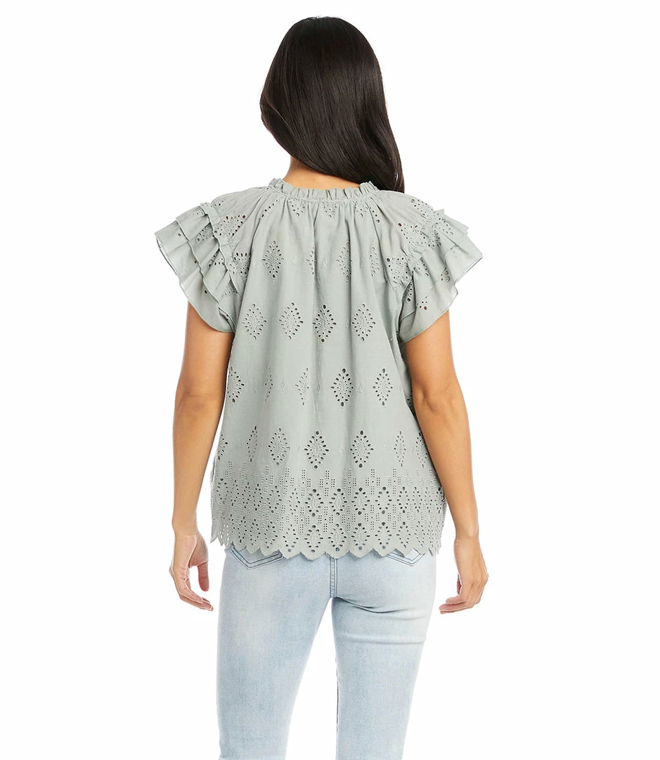 Karen Kane Flutter Sleeve Ruffle Top