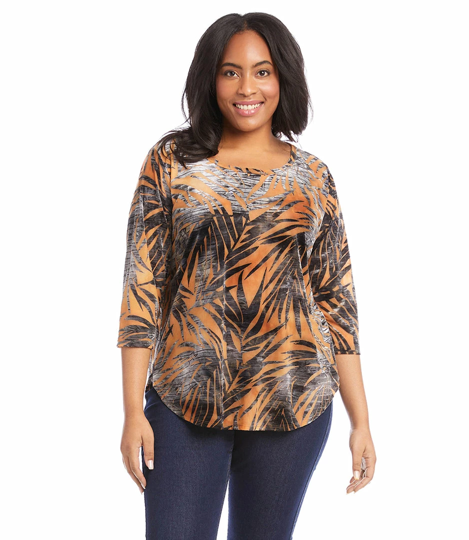 Karen Kane Plus Size Tie Dye Burnout Shirttail Top