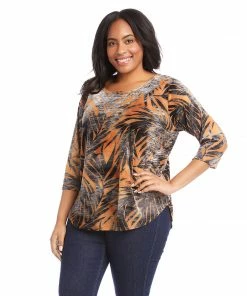 Karen Kane Plus Size Tie Dye Burnout Shirttail Top