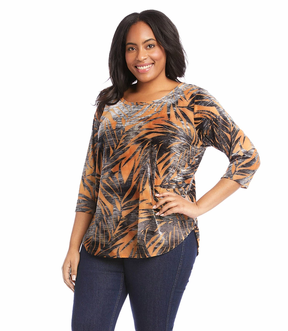 Karen Kane Plus Size Tie Dye Burnout Shirttail Top