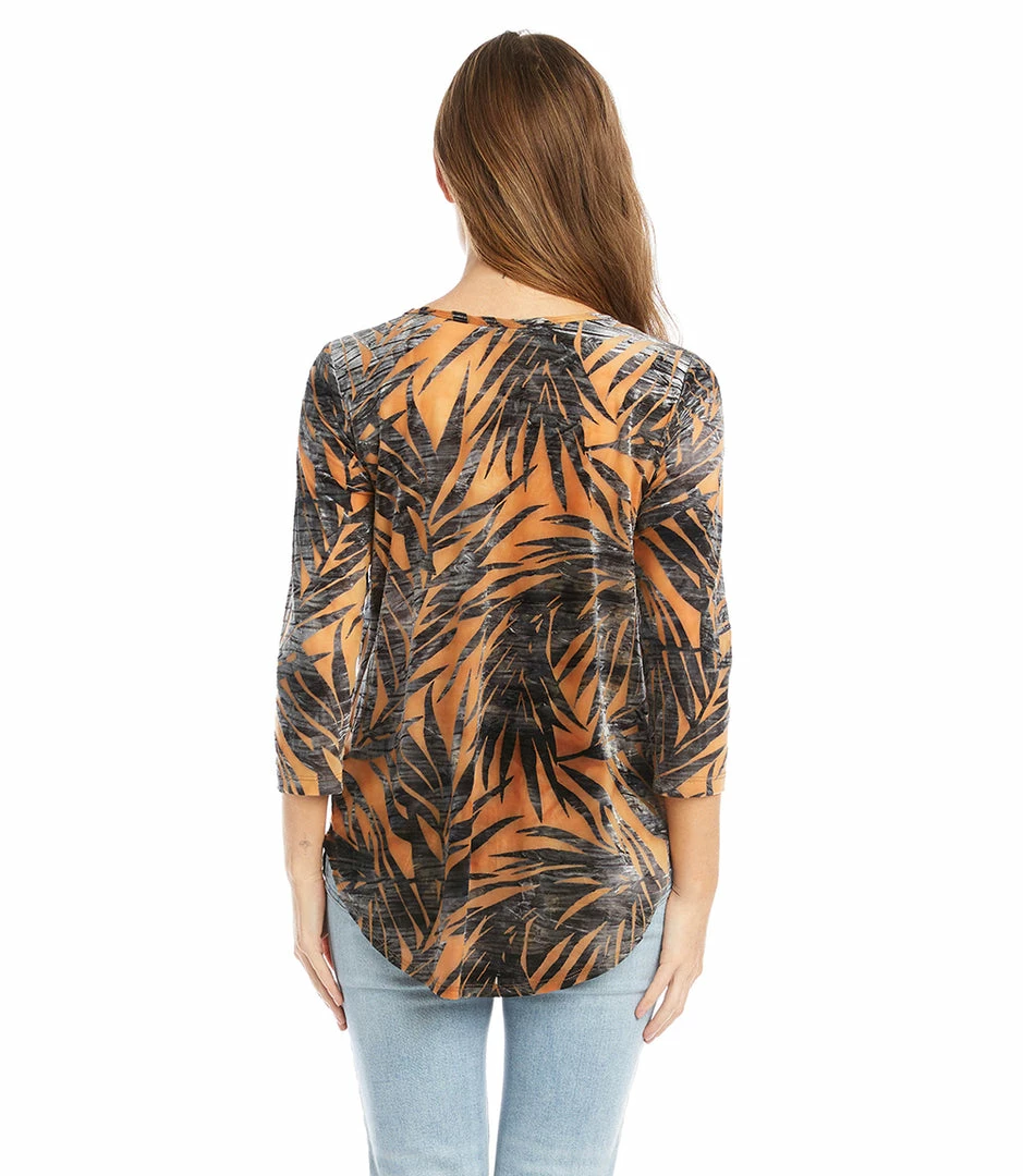 Karen Kane Tie-Dye Burnout Shirttail Top