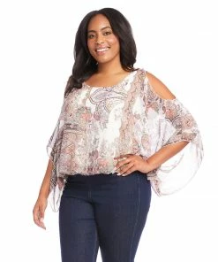 Karen Kane Plus Size Cold Shoulder Scarf Top