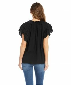Karen Kane Clothing Flutter Sleeve Ruffle Top