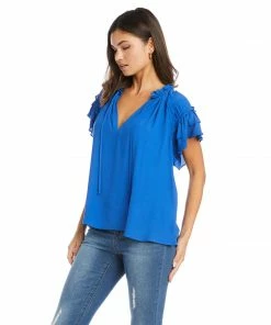 Karen Kane Flutter Sleeve Ruffle Top
