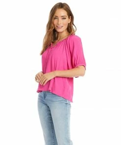 Karen Kane Clothing Short Sleeve Ruffle Tie-Neck