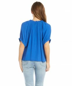 Karen Kane Clothing Short Sleeve Ruffle Tie-Neck