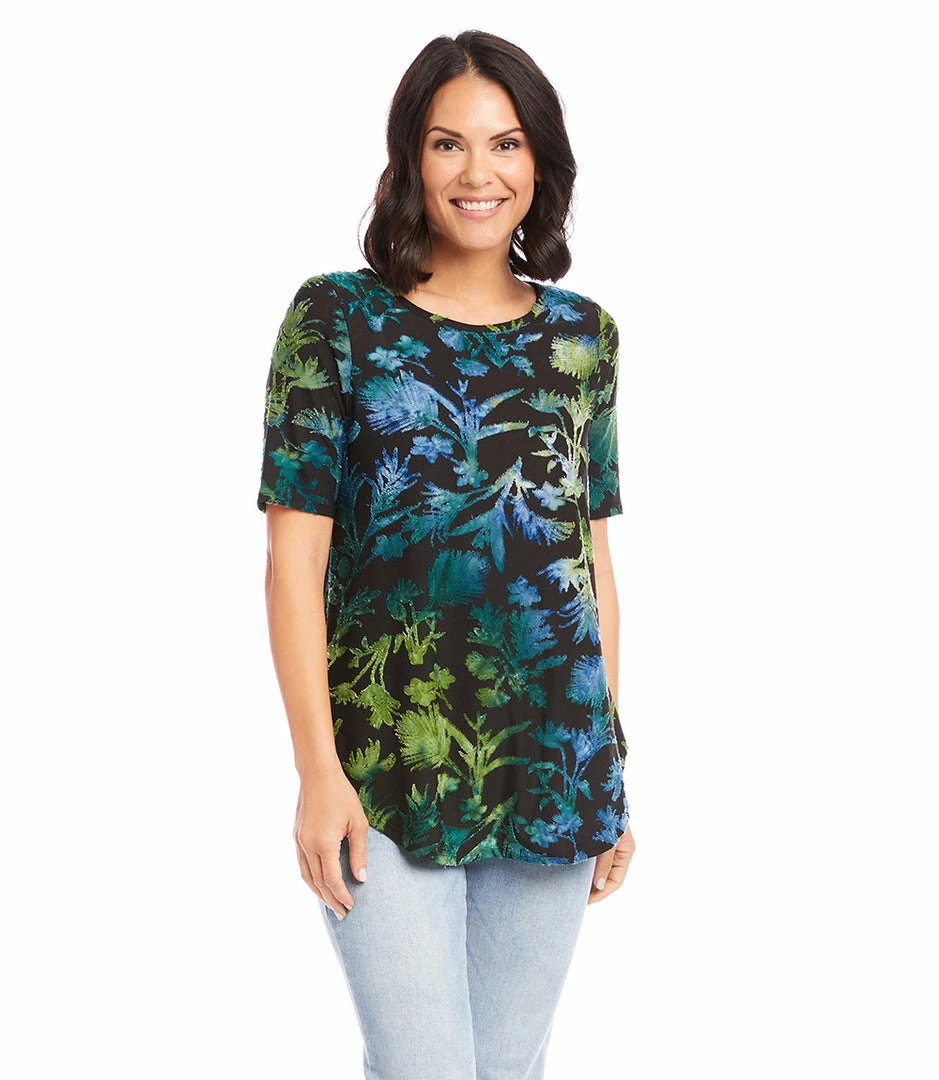 Karen Kane Petite Size Short Sleeve Shirttail Top