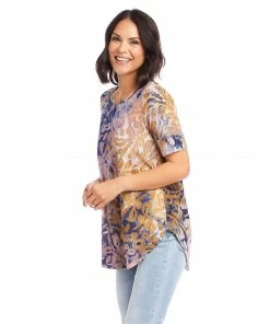 Karen Kane Petite Size Short Sleeve Shirttail Top