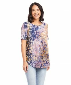 Karen Kane Petite Size Short Sleeve Shirttail Top