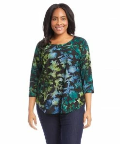 Karen Kane Plus Size Tie-Dye Burnout Shirttail Top