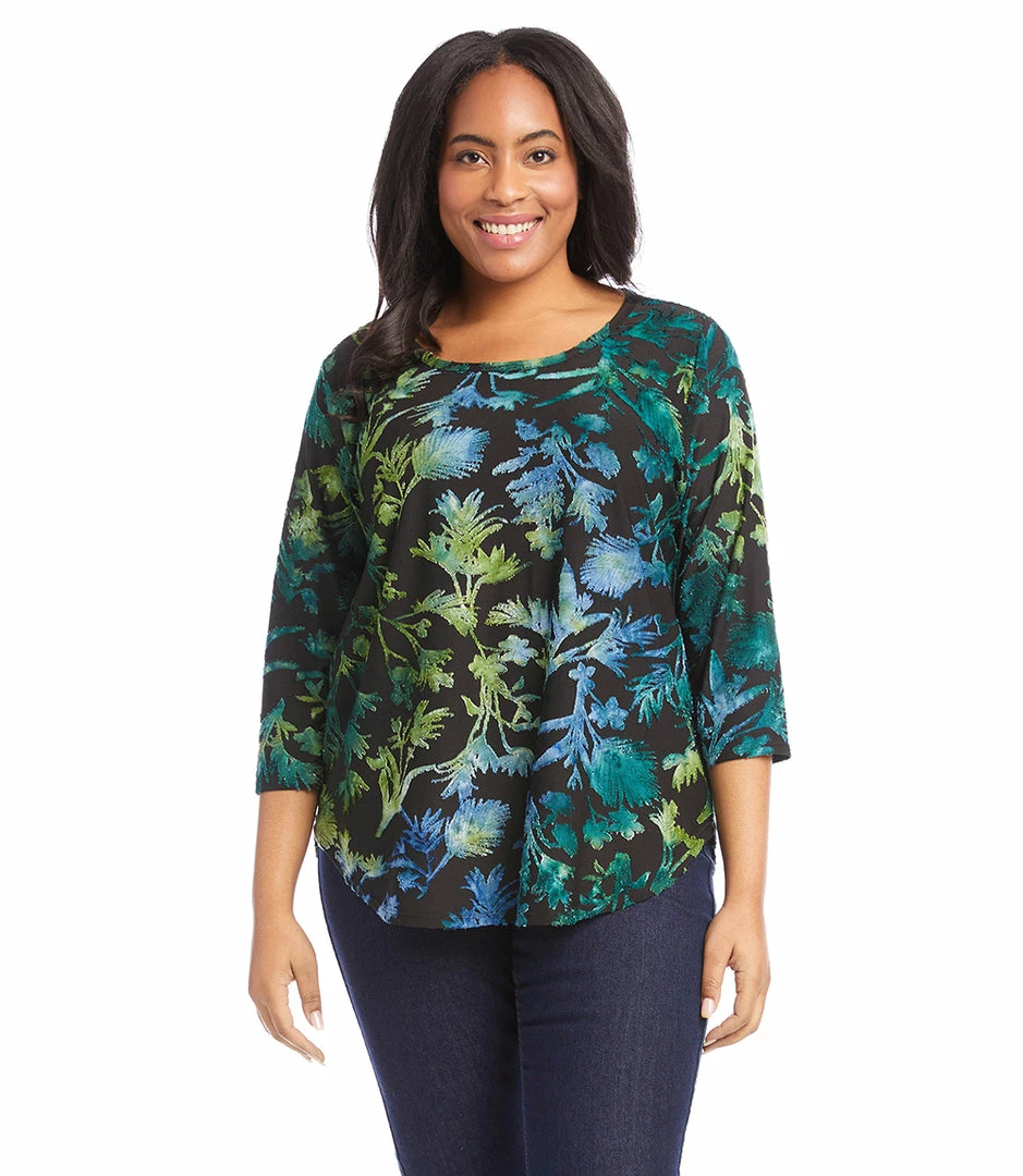 Karen Kane Plus Size Tie-Dye Burnout Shirttail Top