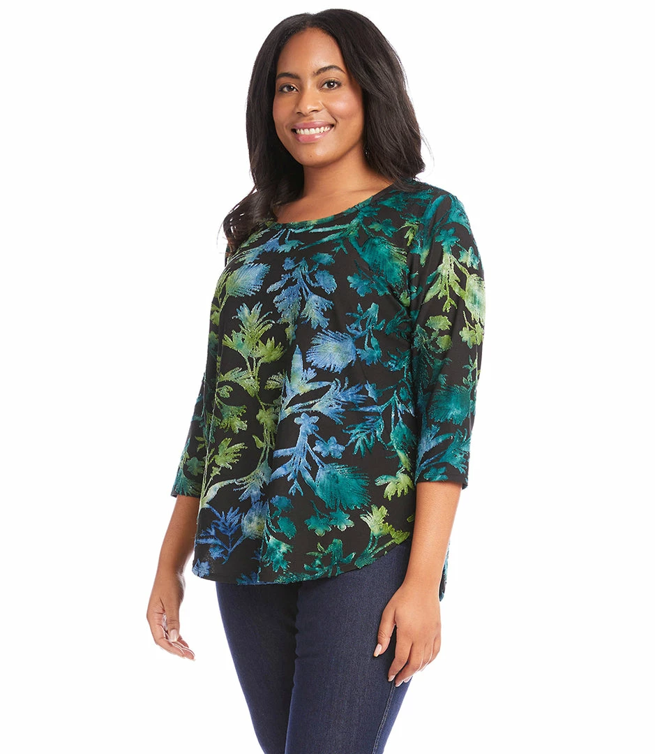 Karen Kane Plus Size Tie-Dye Burnout Shirttail Top