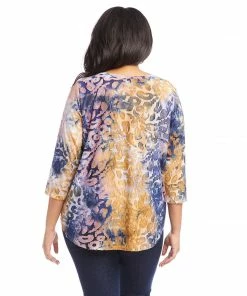 Karen Kane Plus Size Tie-Dye Burnout Shirttail Top