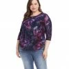 Karen Kane Plus Size Tie-Dye Burnout Shirttail Top