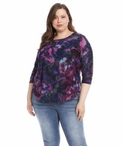 Karen Kane Plus Size Tie-Dye Burnout Shirttail Top