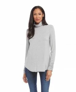 Karen Kane Shirred Sleeve Turtleneck Top