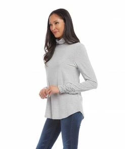 Karen Kane Shirred Sleeve Turtleneck Top