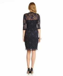 Karen Kane Petite V-Neck Scallop Lace Dress Clothing